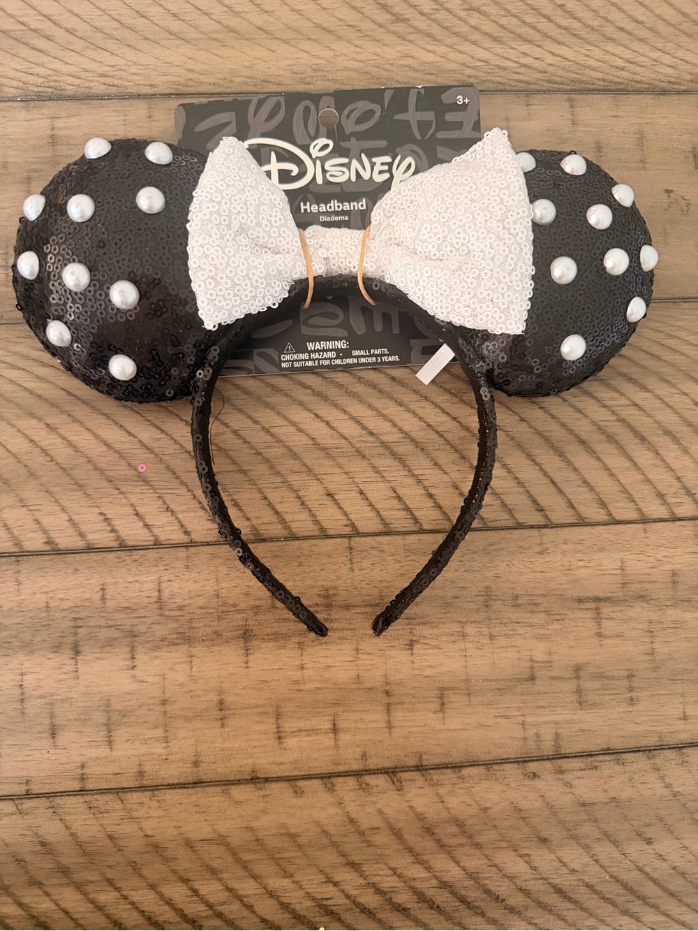 [Disney] NWT Black & White Sequin Mickey Minnie Ears